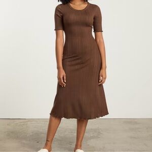 Everlane, open- back, rib dress, espresso, size small